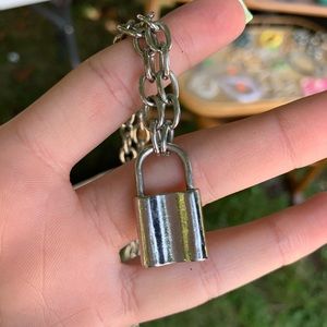 silver lock necklace